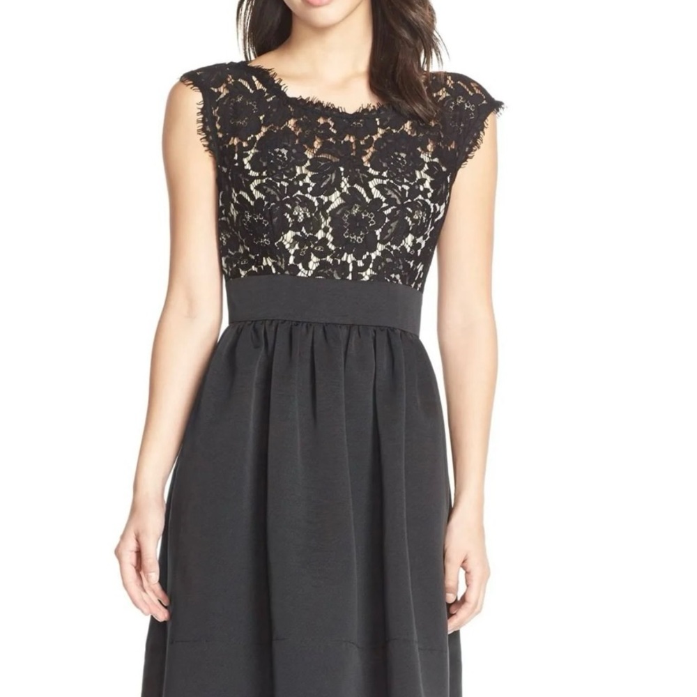 Eliza J Lace & Fraille Dress - Black
